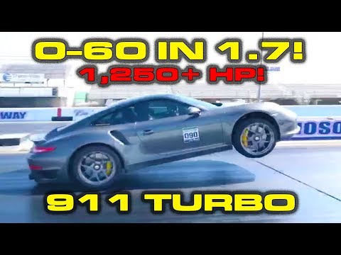 0-60 MPH in 1.7 Seconds * 1,250 HP Porsche 911 Turbo does MONSTER Wheelies down the 1/4 Mile
