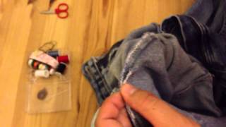 Boring video of me sewing my torn jeans that I got from Walmart for 13 something.  Faded Glory.