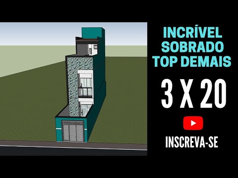 PROJETO DE SOBRADO EM TERRENO DE 3 X 20 COM GARAGEM, 2 QUARTOS E TERRAÇO PARA CHURRASCO EM FAMÍLIA!!