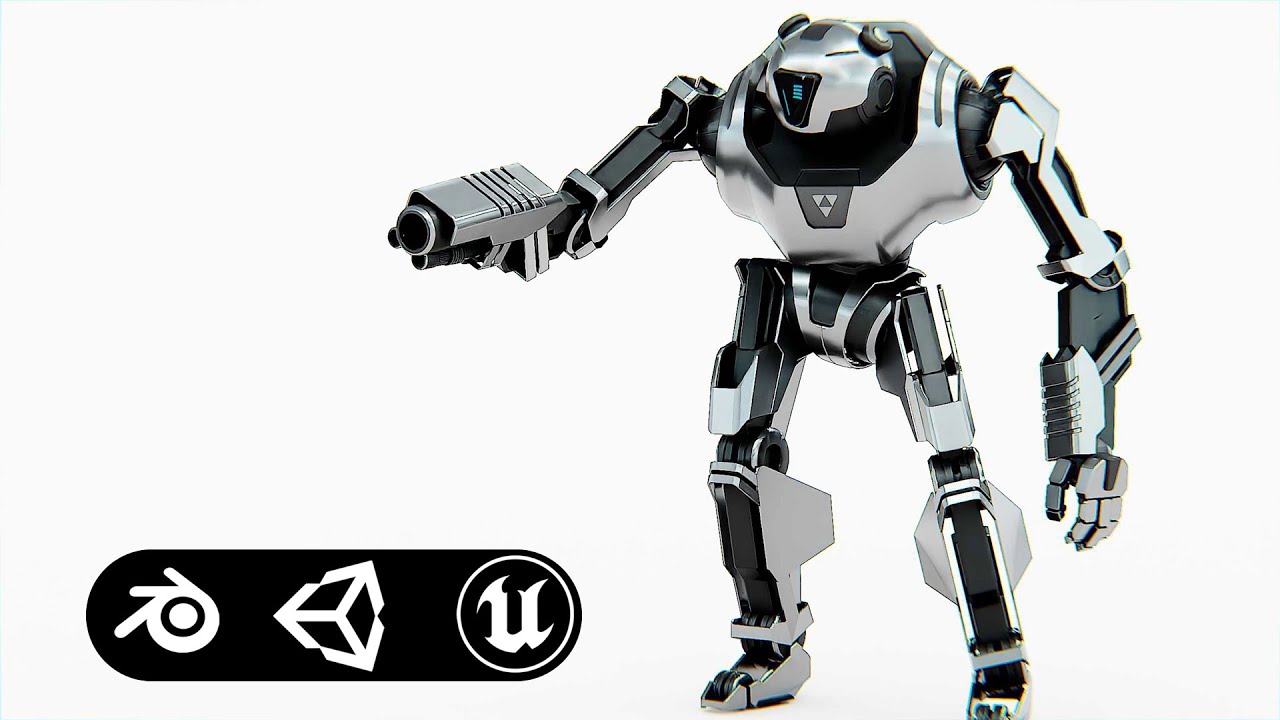 Combat Droid Panda Auto-Rig Pro Rigged For Mixamo Unreal Engine Unity 3D Model