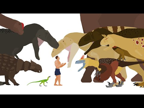 Dinosaurs VS Humans/BODYBUILDER - Dinosaur Fight Animation 2D / Pivot Animator