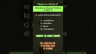 Objective MCQs of Microbes in Human Welfare (PART-1) #shorts #biology #neet2023  #mcqforneet #mcq