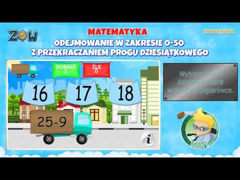 Odejmowanie w zakresie 0-50 z przekroczeniem progu dziesiątkowego