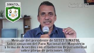 Informe Edgar Romero Junio 1 de 2017 SUTET SIMATOL
