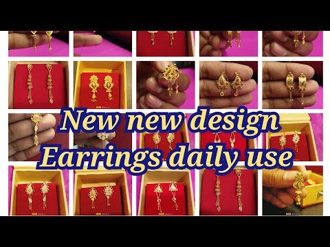 Daily wear light weight gold earrings tops / jhumka / stud earrings 2023 hoops earring / st