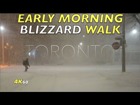 TORONTO BLIZZARD OF 2022 WALK - Slogging Downtown At 6:40 AM During The Biggest Snowfall In 14 Years