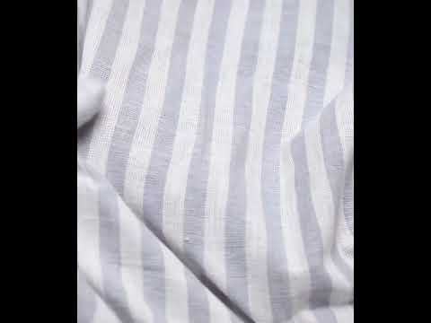 Stripe White Grey Pure Khadi 160 GSM Handwoven Fabric — video