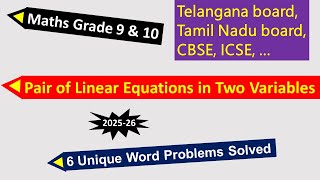 Download the video "Solved 6 Unique Problems - Simultaneous Linear Equations in Two Variables | MATHS Grade 9 & 10"