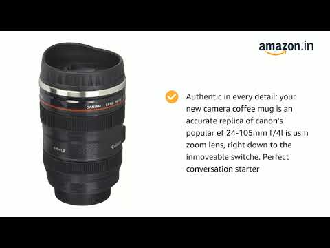 Primelife Plastic Camera Lens Shaped Coffee Mug With Lid, 350ml (Black)