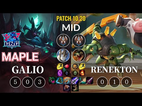 LNG Maple Galio vs Renekton Mid - KR Patch 10.20