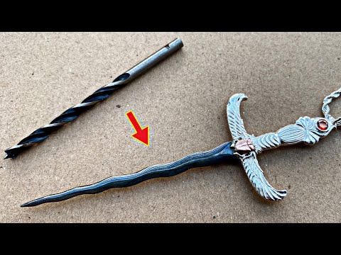 dagger pendant out of drill bit - making mini dagger