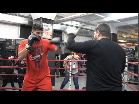 Carlos Negron hits the pads for Dominic Breazeale Showdown
