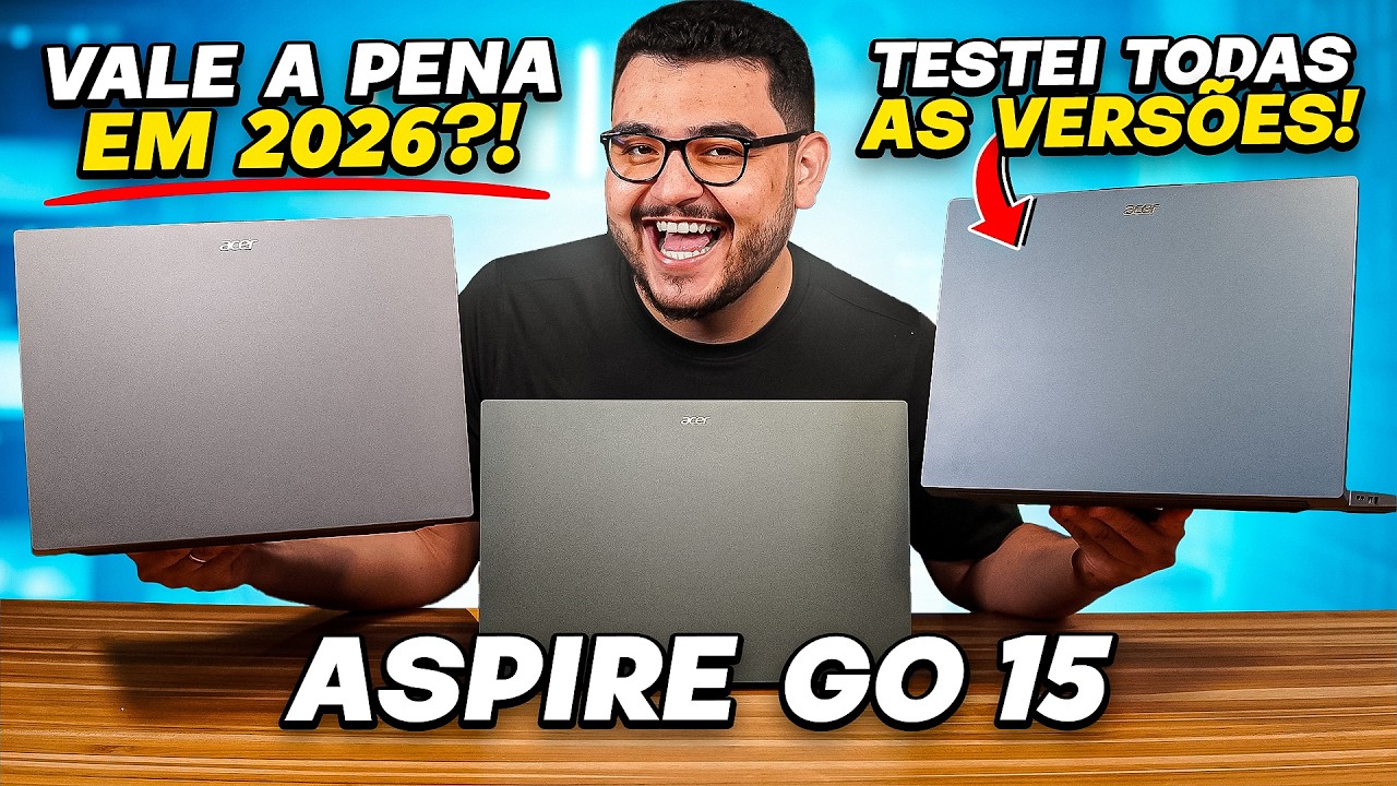 Miniatura da avaliação em vídeo de Notebook Acer Aspire Go 15 Core i7 16GB 512GB SSD Linux AG15-71P-76Z8