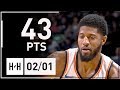 paul george full highlights thunder vs nuggets 2018.02.01 43 points crazy shots