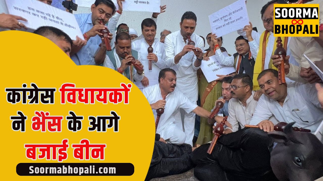 कांग्रेस विधायकों ने भैंस के आगे बजाई बीन