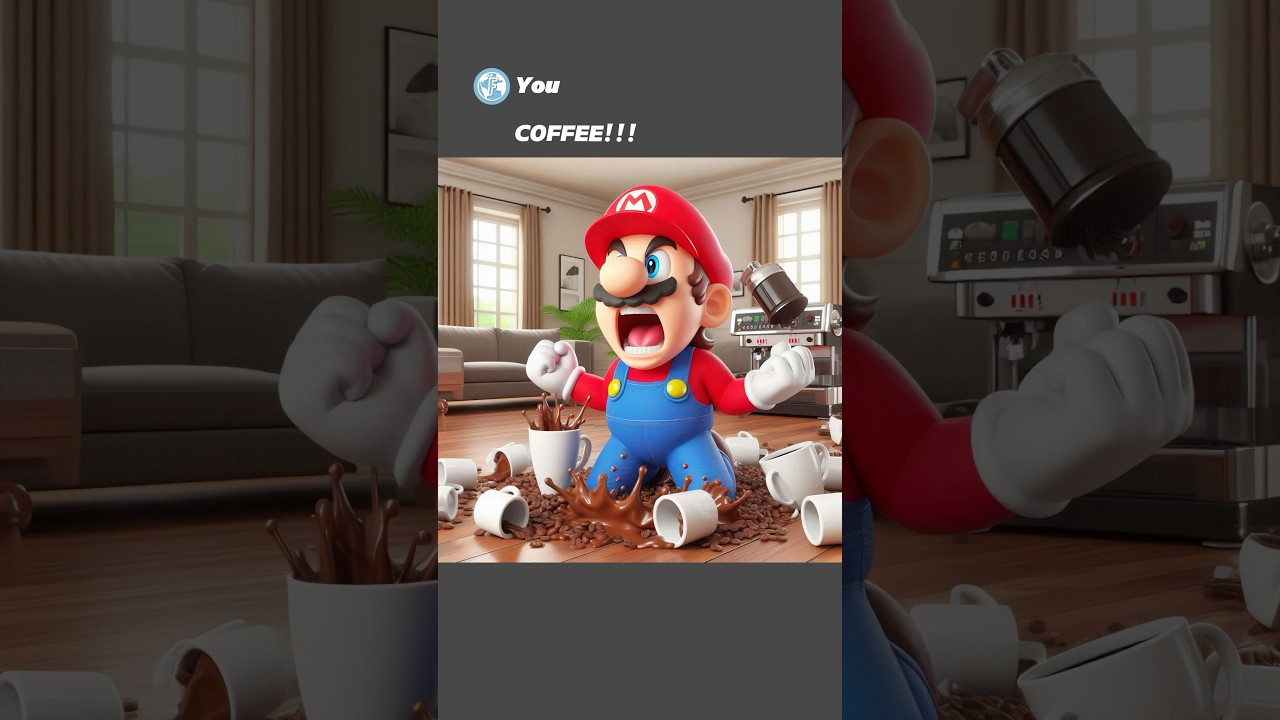 Mario Loves Coffee ☕️ #mario #memes #ai #chatgpt #aistory #shorts #coffee ee