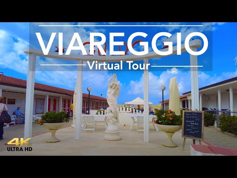 Best Italian beach Resorts along Seaside of Tuscany | Walking Tour in Viareggio, Italy  2021 4K-UHD