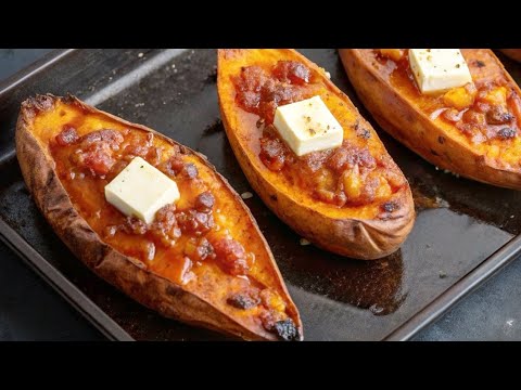 The BEST and QUICKEST Way to Bake A Sweet Potato | Easy Roasted Sweet Potato Recipe #subscribe 