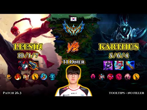 T1 Oner | Lee Sin JUNGLE vs Karthus | Patch 26.3 | 2026-02-12 | KR CHALLENGER | LOL GAMEPLAY