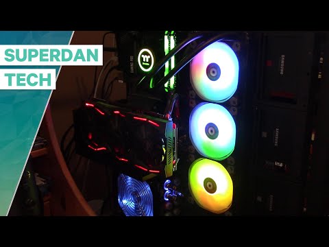 AMD Ryzen 5 computer build with Thermaltake Core P5 case and Water 3.0 RGB cooling system.