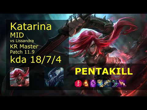 Katarina vs Lissandra Mid - KR Master 18/7/4 Patch 11.9 Gameplay // [롤] 카타리나 vs 리산드라 미드