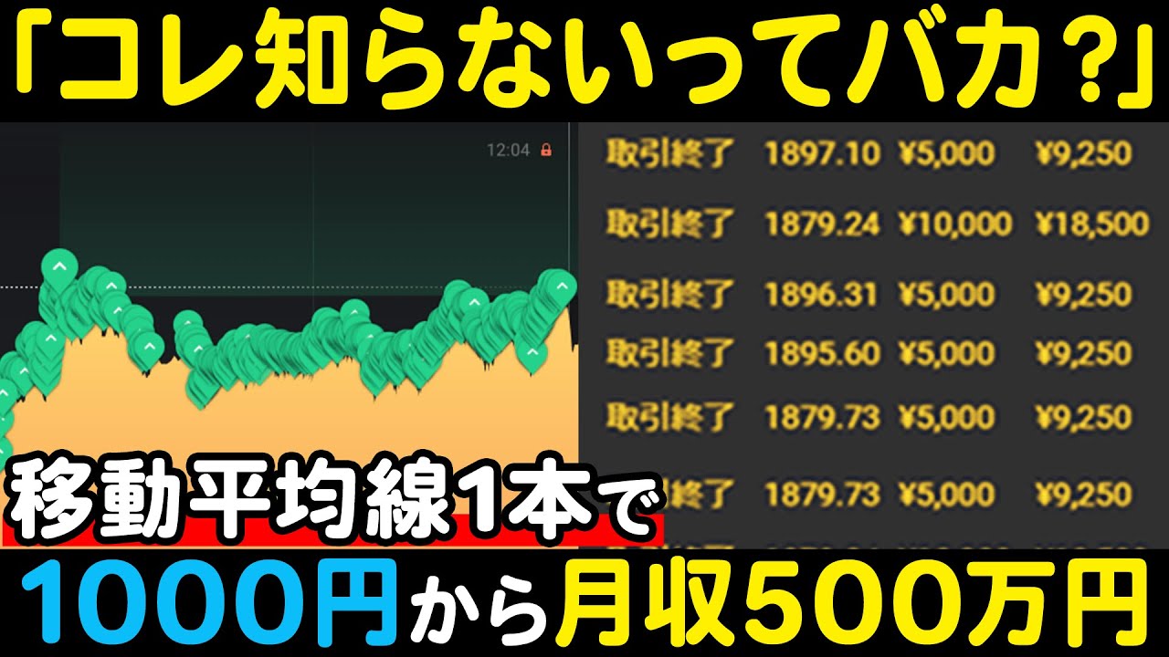 1000円が月収1000万に！稼ぎたいなら移動平均線を使え！直近勝率99％を記録した必勝法でバイナリーを完全攻略しろ！【ハイロー】【moving average】【投資 初心者】【FX】