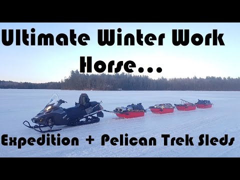 1 Ski Doo Expedition + 4 Pelican Trek 85 Sleds = Awesome Full Review