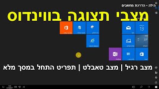 מצבי תצוגה בווינדוס (מצב רגיל, מצב טאבלט, תפריט התחל במסך מלא)