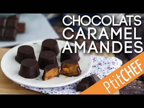 Recette de chocolats fourrés au caramel beurre salé et amandes - Ptitchef.com