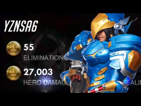 55 ELIMS! 27K DMG! YZNSA PHARAH GAMEPLAY OVERWATCH SEASON 26 TOP 500