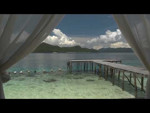 4K HDR Ocean Window - Tropical Sea View - Relaxing Lapping Wave Sounds - Ultra HD Nature Video