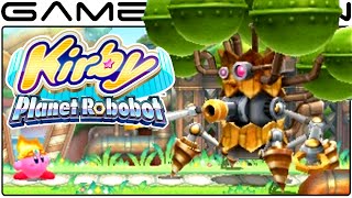 Kirby: Planet Robobot - Grass Level & Clanky Woods Boss Fight Gameplay (3DS Direct Feed)