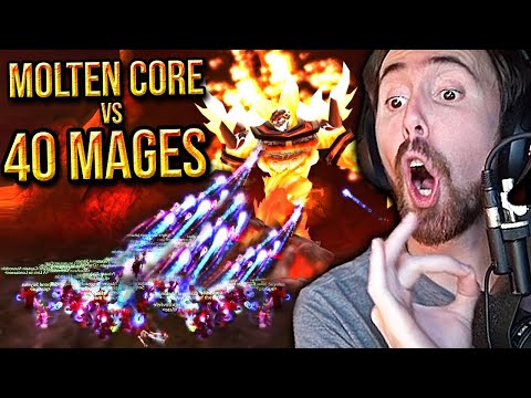 WORLD FIRST! Asmongold AMAZED By 4͏͏0 Mages VS Molten Core | Classic WoW