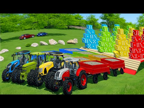 LOAD STONES & TRANSPORT BATTLE WITH STEYR, JOHN DEERE, MCCORMICK & LANDINI TRACTORS - FS22