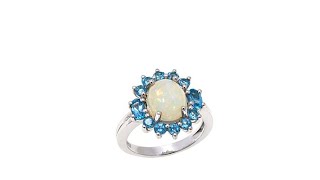 Colleen Lopez Ethiopian Opal and Blue Topaz Ring