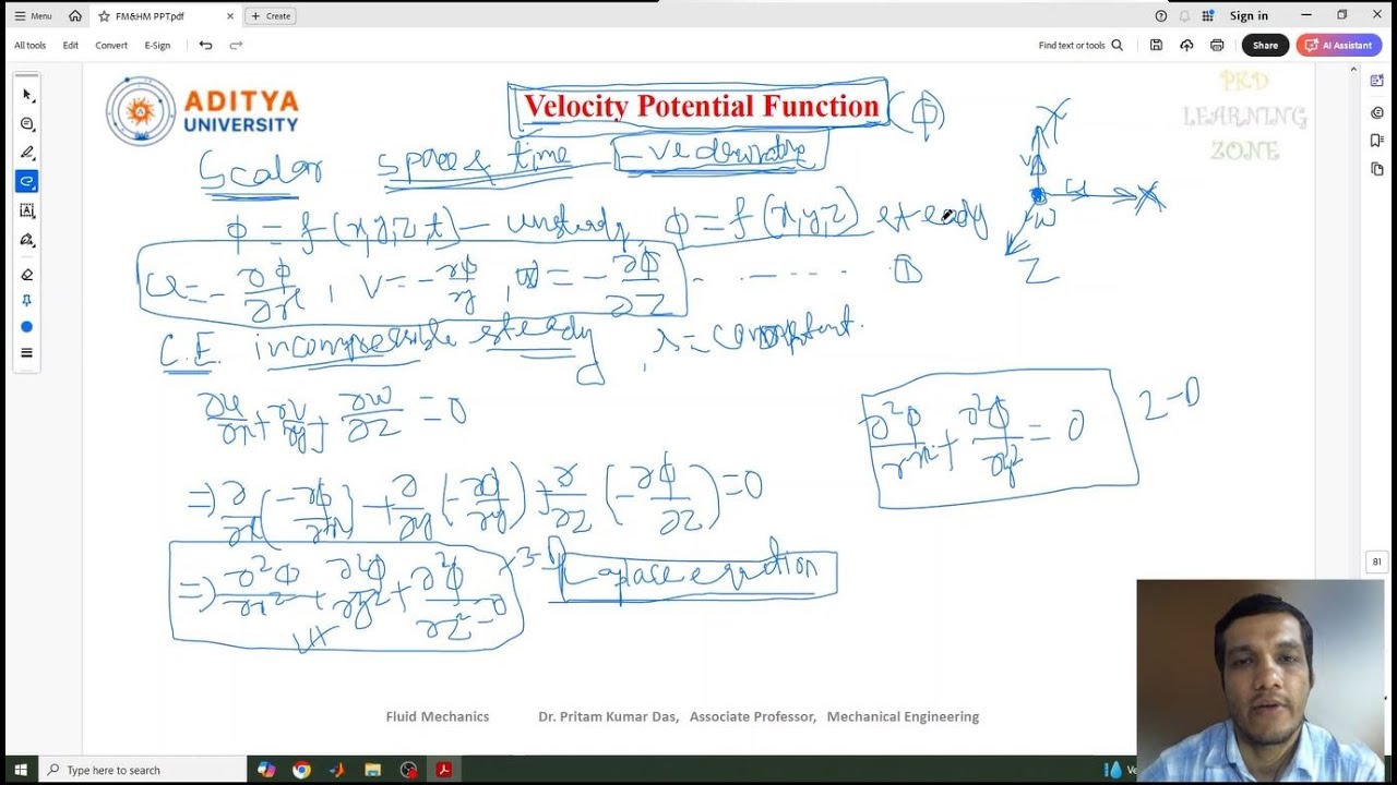 Lecture 48 #Velocity #Potential #Function in #Fluid #Mechanics
