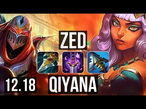 ZED vs QIYANA (MID) | 18/1/5, Legendary, 1.4M mastery, 500+ games | EUW Diamond | 12.18