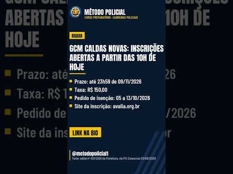 GCM Caldas Novas: inscrições abertas | Radar Método Policial