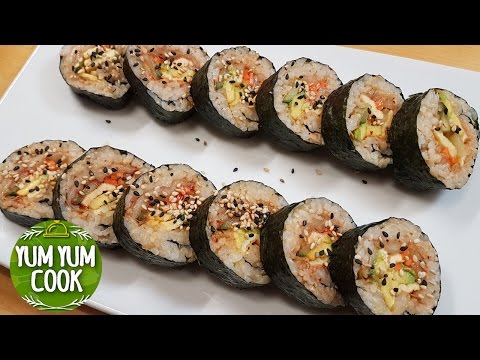 Kimchi Sushi Roll with Brown Rice | YumYumCook 김치를 현미밥으로 말아서 만든 롤#상상이 안가는 맛 깁밥롤#아빠표 간식 찐 래시피