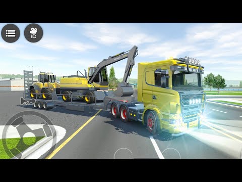 Transporting Heavy Excavator On Long Trailer Truck | Truck Drive Simulator 2020 Gameplay HD