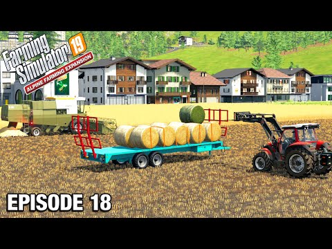 NEW FLATBED BALE TRAILER Alpine DLC Timelapse - FS19 Ep 18
