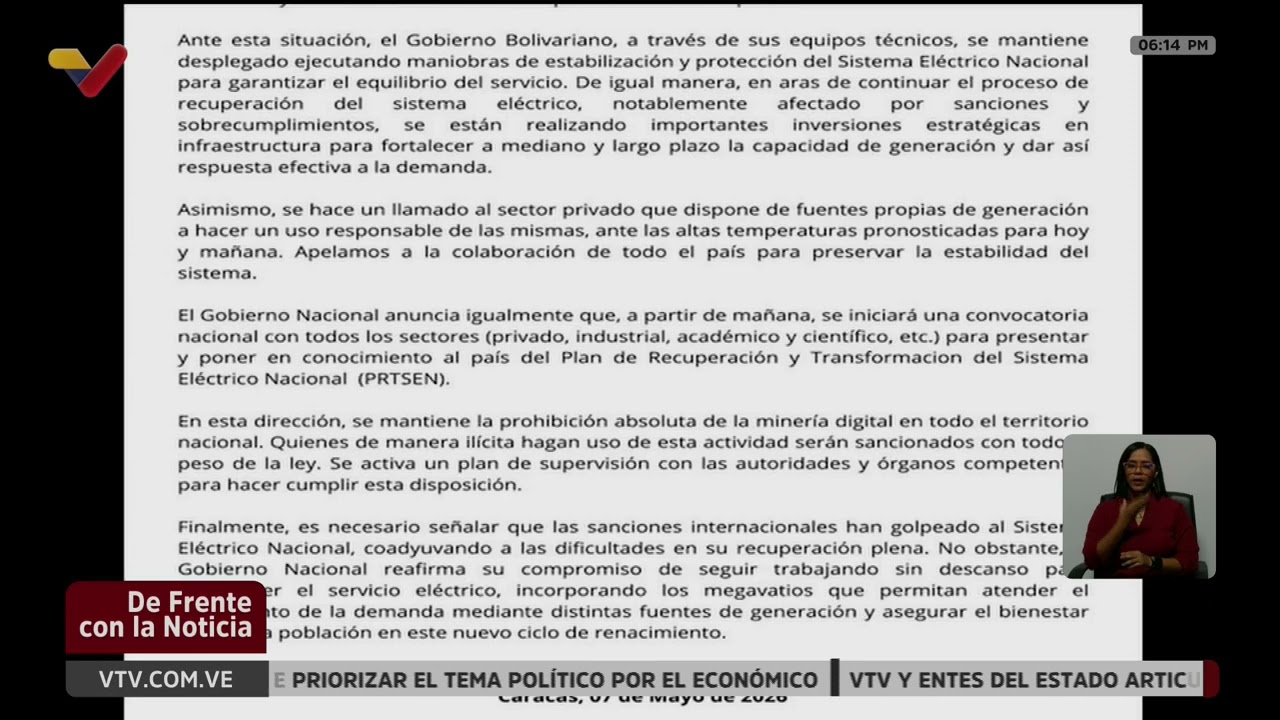 Comunicado del gobierno sobre aumento de temperaturas y de consumo eléctrico, 7 mayo 2026