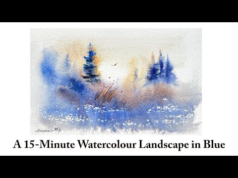 Loose Watercolour Landscape in Fifteen Minutes | Misty Forest Sunrise Scene | Mindful Watercolour