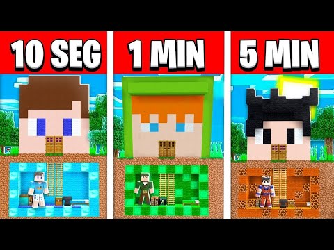 Davi vs Robin: Building a secret hideout in 5 minutes / 1 minute / 10 seconds in Minecraft