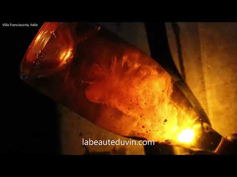 Remuage avec des lies chez Villa Franciacorta, Italie.