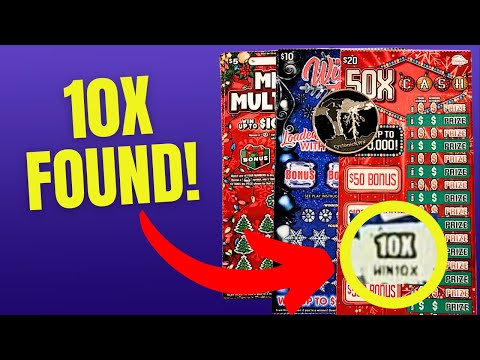 10X Found! 🎅 Merry Multiplier, Winter Ice, and 50X Cash Lottery Scratch Off Tickets! 💰