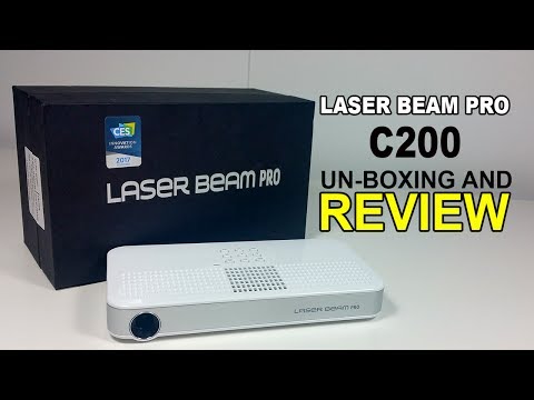 Laser Beam Pro C200 Android Mini Pocket Projector focus free - Un-boxing