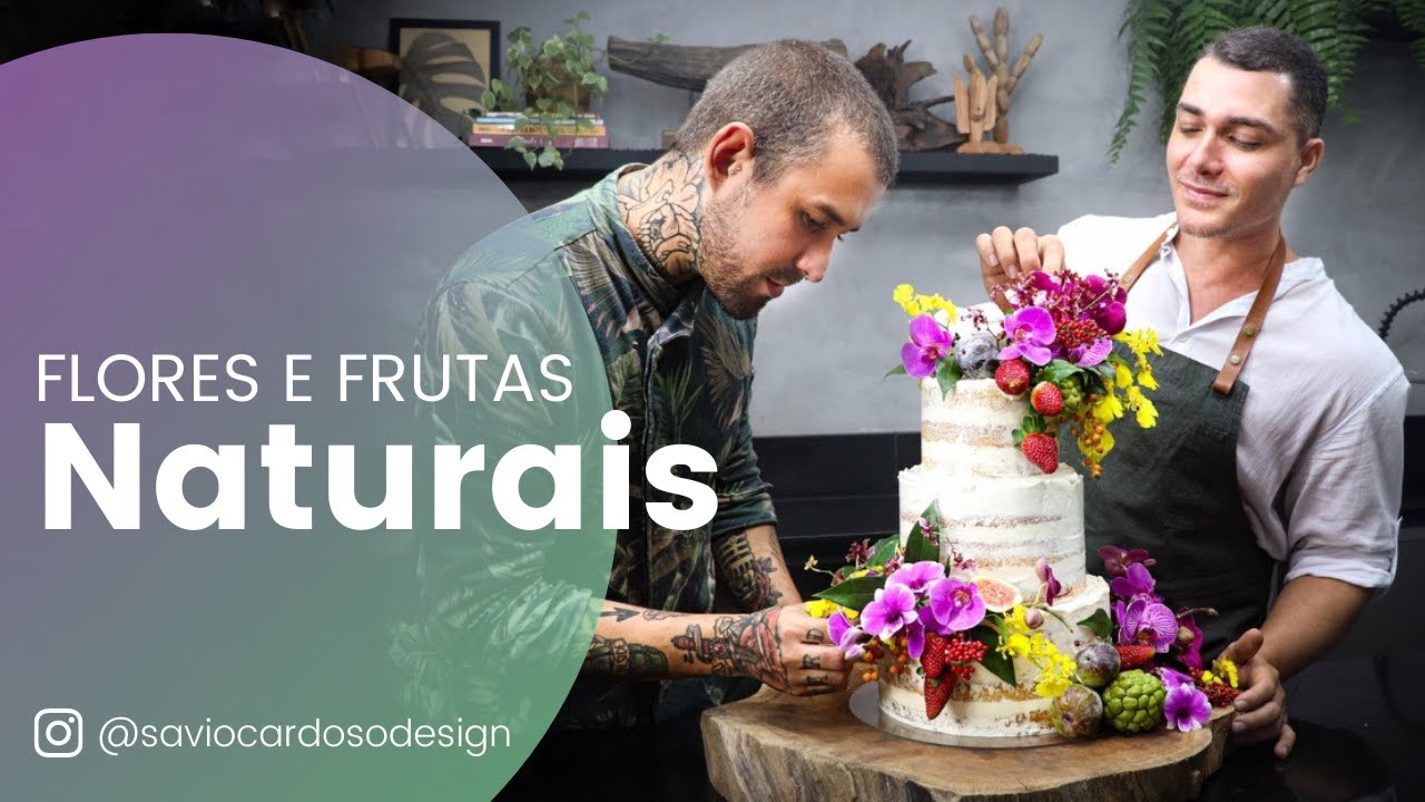 Como decorar um bolo com flores e frutas naturais