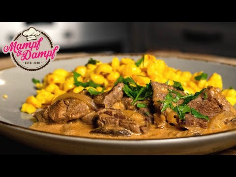 Stroganoff Rezept - Boeuf Stroganoff selber machen - Rinderfilet in Rahmsoße 🐮