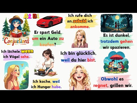 70% German Conjunctions in One Video: A2-B1 Grammar Simplified 🎥💡